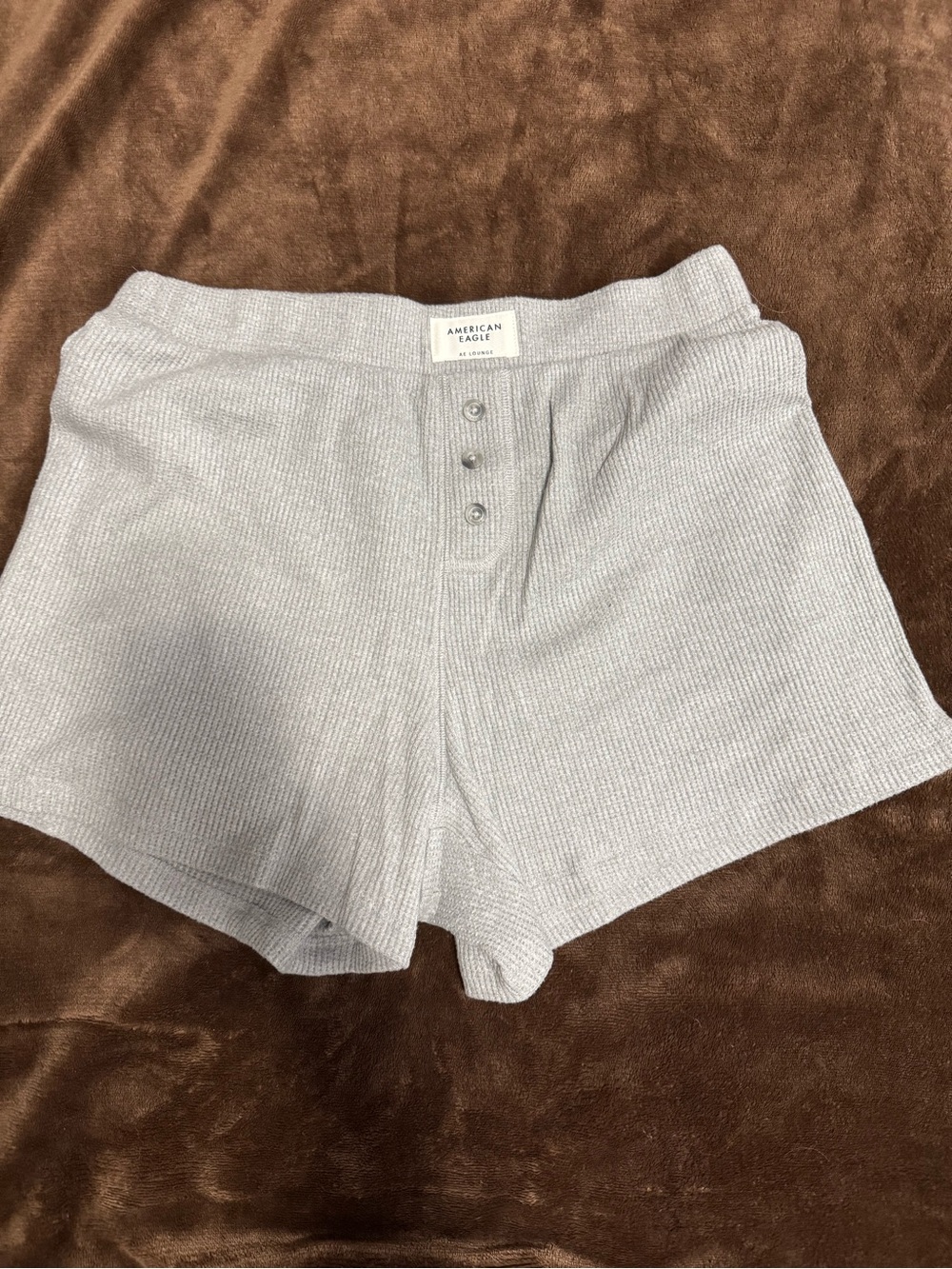 American Eagle Outfitters Women’s Light Gray Ribbed Lounge Shorts